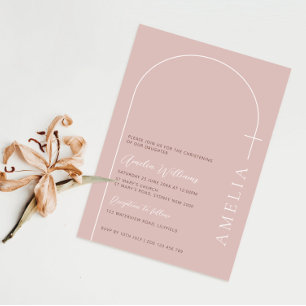 Minimalistische Typografie, Rose-Rosa-Taufe Einladung