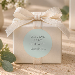 Minimalistische Typografie Sage Grün Baby Shower Runder Aufkleber