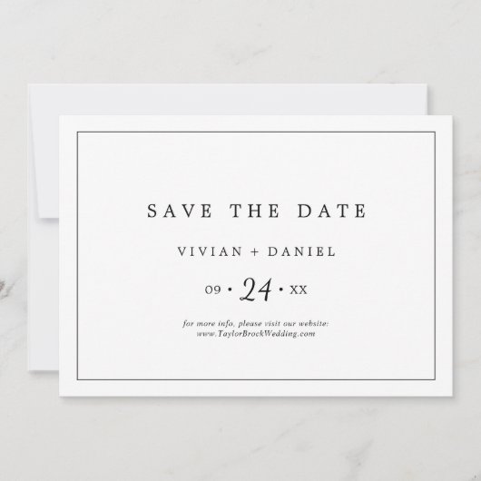Minimalistische Typografie Save The Date (Vorderseite)