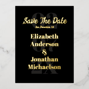 Minimalistische Typografie Save the Date Folie Einladungspostkarte