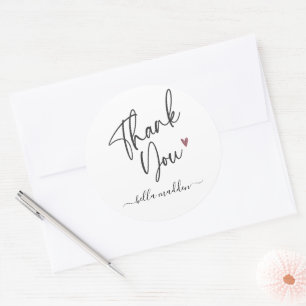 Minimalistische Typografie, Schwarz und Weiß, Dank Runder Aufkleber