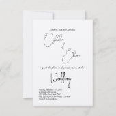 Minimalistische Typografie Schwarz-Weiß-Hochzeit Einladung (Vorderseite)