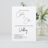 Minimalistische Typografie Schwarz-Weiß-Hochzeit Einladung (Stehend Vorderseite)