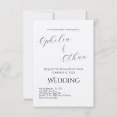 Minimalistische Typografie Schwarz-Weiß-Hochzeit Einladung (Vorderseite)