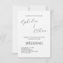 Minimalistische Typografie Schwarz-Weiß-Hochzeit Einladung