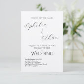 Minimalistische Typografie Schwarz-Weiß-Hochzeit Einladung (Stehend Vorderseite)