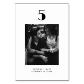 Minimalistische Typografie Schwarz-weiße Foto Hoch Tischnummer (Rückseite)