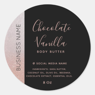 Minimalistische Typografie schwarze Roségold-Produ Runder Aufkleber