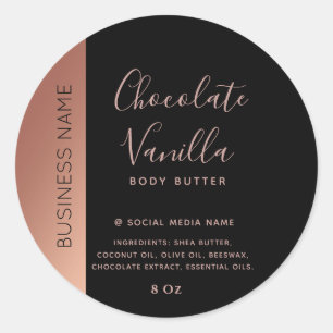 Minimalistische Typografie schwarzes Roségold-Prod Runder Aufkleber