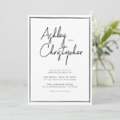 Minimalistische Typografie Script Black & White We Einladung (Stehend Vorderseite)