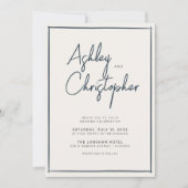 Minimalistische Typografie Script Indigo Blue Wedd Einladung (Vorderseite)