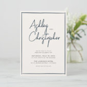 Minimalistische Typografie Script Indigo Blue Wedd Einladung (Stehend Vorderseite)