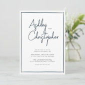 Minimalistische Typografie Script Indigo Blue Wedd Einladung (Stehend Vorderseite)