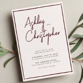 Minimalistische Typografie Script Maroon Wedding Einladung