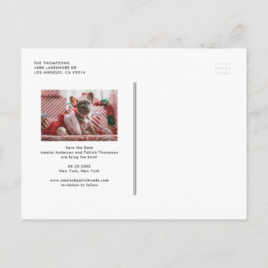 Minimalistische Typografie Terracotta Save the Dat Ankündigungspostkarte (Rückseite)