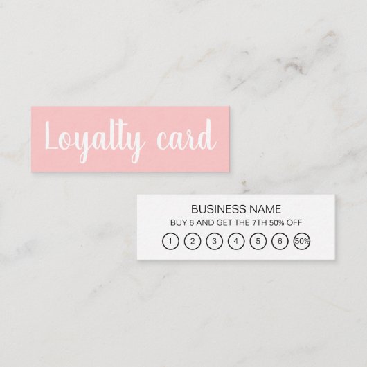 Minimalistische Typografie Trendrosa Treuekarte Mini Visitenkarte (Vorne/Hinten)