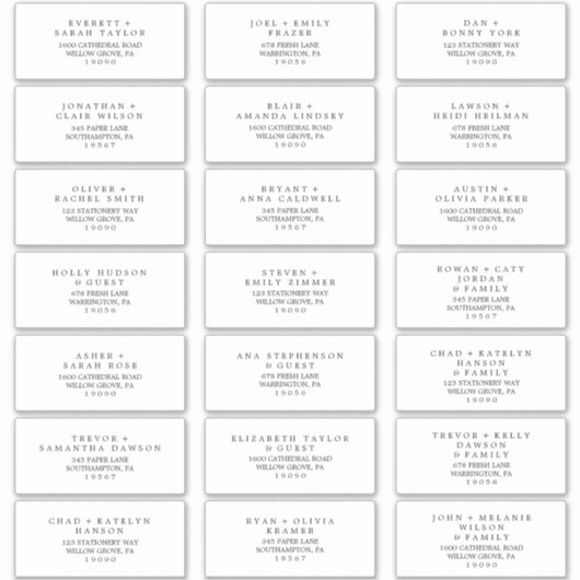 Minimalistische Typografie Wedding Guest Address L Aufkleber (Vorderseite)