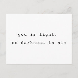Minimalistische typografische Gott ist Licht Postk Postkarte