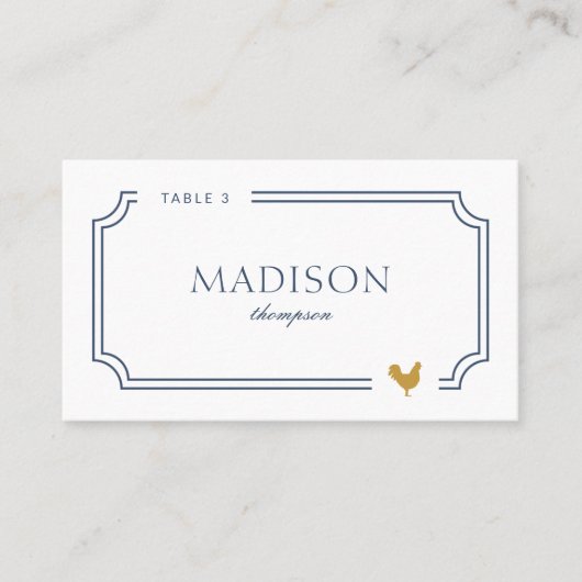 Minimalistische typografische Platzkarte mit Essen (Vorderseite)