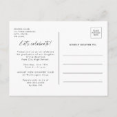 Minimalistische Typografy Foto Graduation Party Einladungspostkarte (Rückseite)