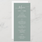 Minimalistische Typografy Sage Green Wedding Menu Menükarte (Vorne/Hinten)