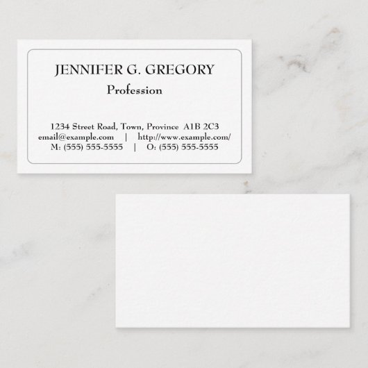 Minimalistische u. schlichte berufliche visitenkarte (Vorne/Hinten)