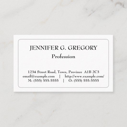 Minimalistische u. schlichte berufliche visitenkarte (Vorderseite)