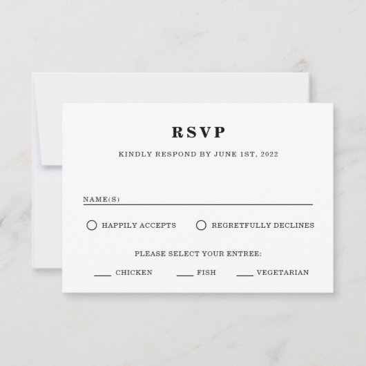 Minimalistische UAWG-Antwort-Karte RSVP Karte (Vorderseite)