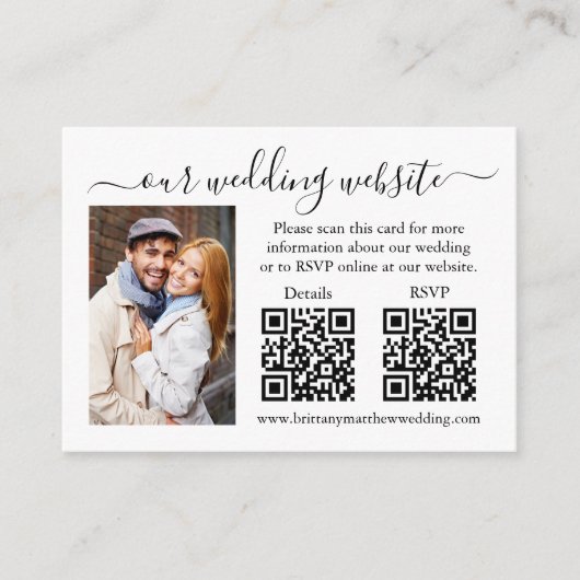 Minimalistische UAWG Details Foto 2 QR Hochzeit Begleitkarte (Vorderseite)