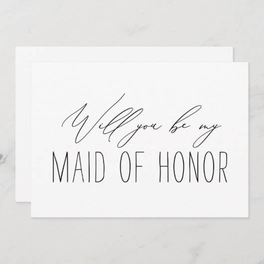 Minimalistische überdachter Trauzeugin Einladung (Vorne/Hinten)