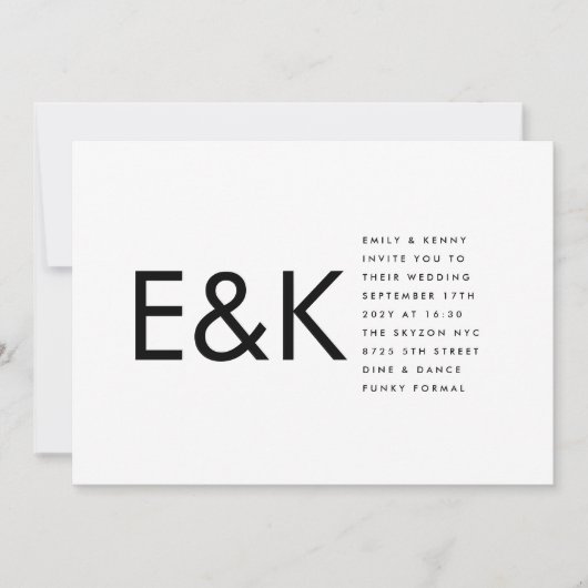 Minimalistische ultramoderne BOLD Monogramm-Hochze Einladung (Vorderseite)