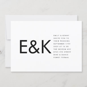 Minimalistische ultramoderne BOLD Monogramm-Hochze Einladung