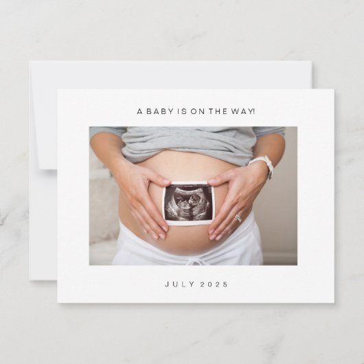 Minimalistische Ultrasound Foto Baby Announccard Dankeskarte (Rückseite)