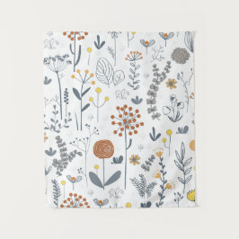 Minimalistische Umriss-Blumen-Moderne Wandteppich