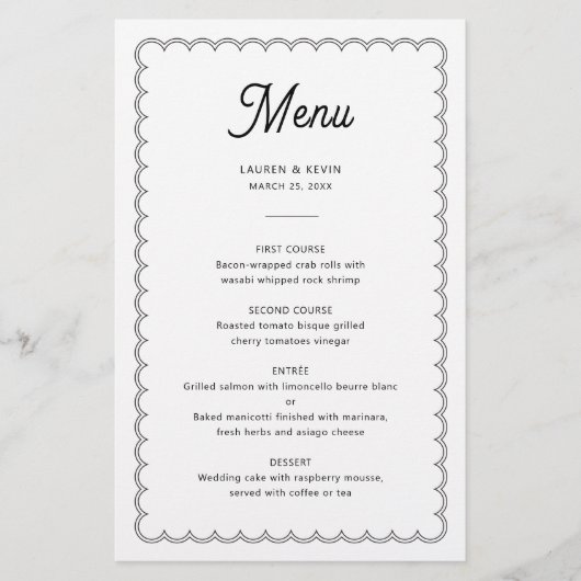 Minimalistische und einfache, skalierte Grenz-Menü (Vorderseite)