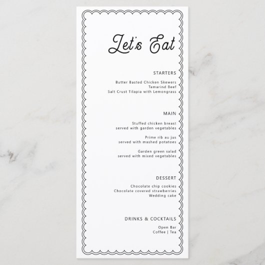 Minimalistische und einfache, skalierte Grenz-Menü Menükarte (Vorderseite)