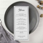 Minimalistische und einfache, skalierte Grenz-Menü Menükarte<br><div class="desc">Dieses minimalistische Hochzeitsmenü wurde für die Koordination mit unserer Scalloped Border Collection entworfen und zeichnet sich durch ein klassisches Design mit einer einzigartigen Drehung aus - die geschliffene Grenze ist eine Art von Art und wird dieser modernen Einladung sicherlich ein wenig Retro-Gefühl verleihen. Wenn Sie gewollt haben, Ihren Gast mit...</div>