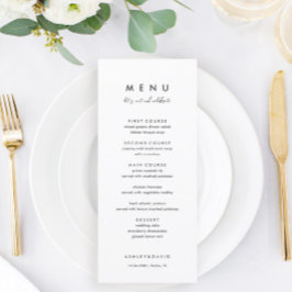 Minimalistische und einfache Speisen für Hochzeits Menükarte