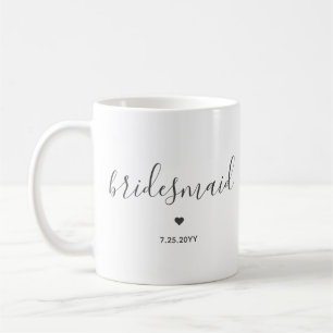 Minimalistische und elegante Brautjungfer-Schrift Kaffeetasse