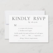 Minimalistische und elegante Hochzeit mit kulinari RSVP Karte (Vorderseite)