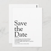 Minimalistische und elegante Save the Date Definit Postkarte (Vorne/Hinten)