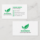 Minimalistische und frische Rasenpflege individuel Visitenkarte (Vorne/Hinten)