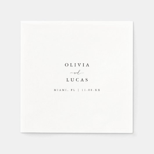 Minimalistische und klassische White Wedding Serviette (Vorderseite)