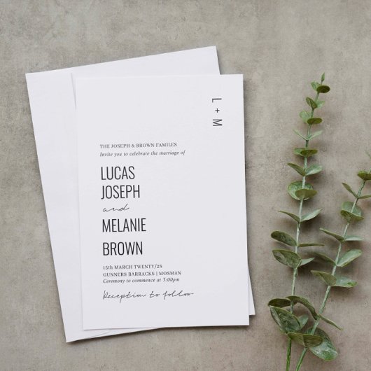 Minimalistische und moderne Einladung zur Hochzeit