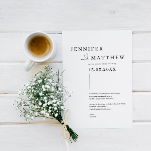 Minimalistische und moderne Einladung zur Hochzeit