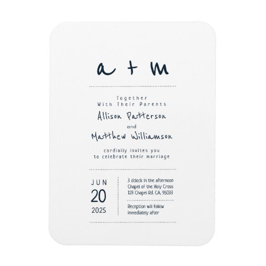 Minimalistische und moderne Einladung zur Hochzeit Magnet (Vertikal)