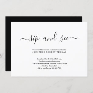 Minimalistische und moderne Gender Neutral Sip and Einladung