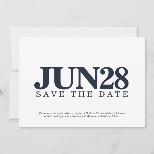 Minimalistische und moderne Typografie Save the Da Date (Vorderseite)