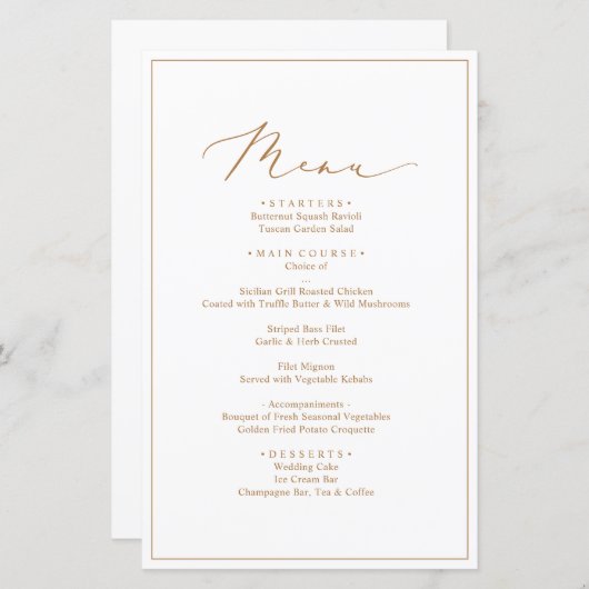 Minimalistische und schicke Abendmenüs (Vorne/Hinten)