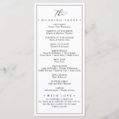 Minimalistische und schicke Hochzeitsprogramme Menükarte (Rückseite)